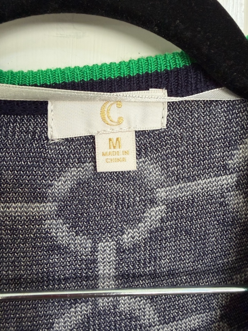 Charming Charlie Navy Chain-Link Lightweight Long Cardigan Sweater Size M Green - Picture 4 of 4